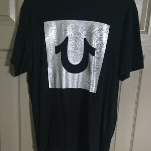 True Religion Black Tee with Silver Logo